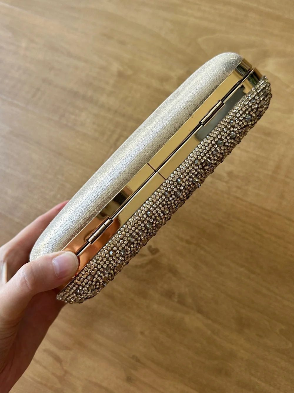 House of Harlow 1960 Champagne Gold Rhinestone Clutch/Chain Crossbody Bag